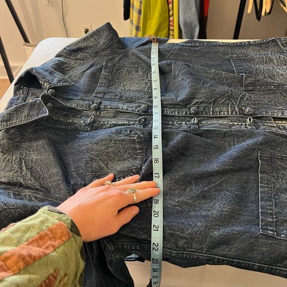 Ralph Lauren Cotton Denim Washed Worn Look Loop Button Chore Coat Size 1X - Picture 10 of 11